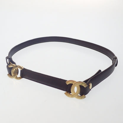 Good condition ◆ CHANEL leather belt here mark gold hardware CHANEL [AFI2] 