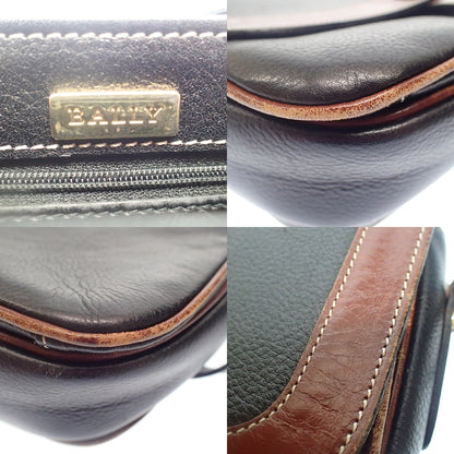 Used BALLY shoulder bag with flap leather brown BALLY [AFE3] 