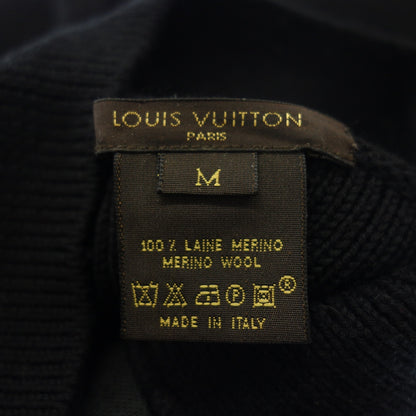 品相良好◆路易威登针织毛衣亨利领徽标纽扣男士黑色 M LOUIS VUITTON [AFB38] 