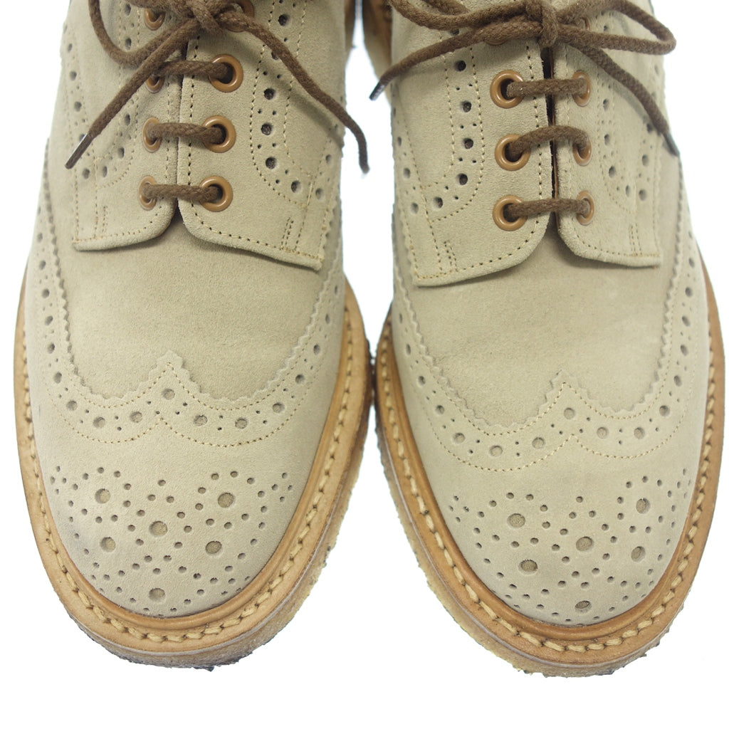 美品◆トリッカーズ シップス レザーシューズ ウイングチップ M5633 スエード メンズ ベージュ UK8 Tricker’s SHIPS【LA】