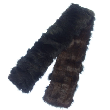 Used ◆Fendi fur shawl muffler black x brown FENDI [AFF24] 