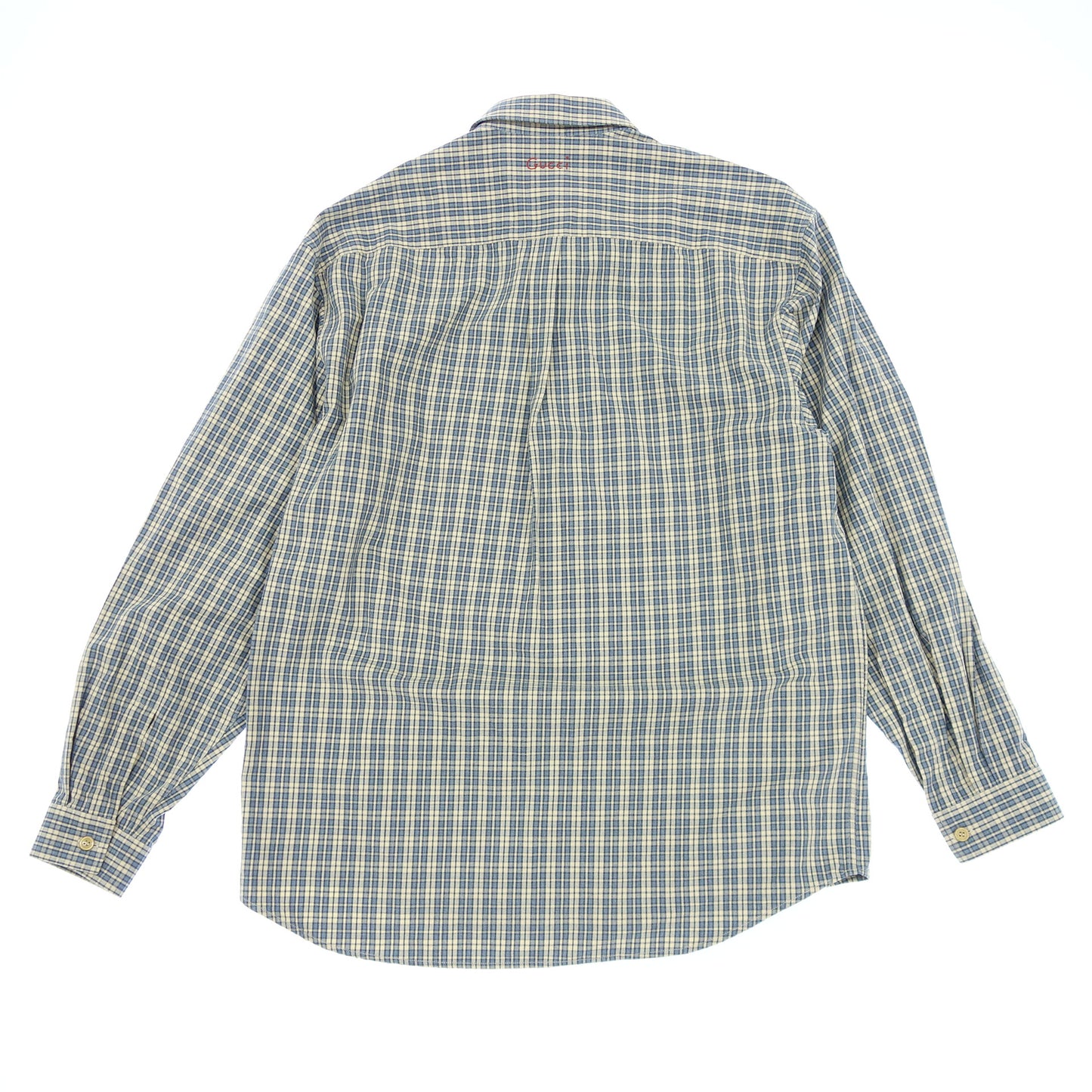 Good condition ◆ Gucci long sleeve shirt check button down 628336 Men's Blue Size 50 GUCCI [AFB46] 