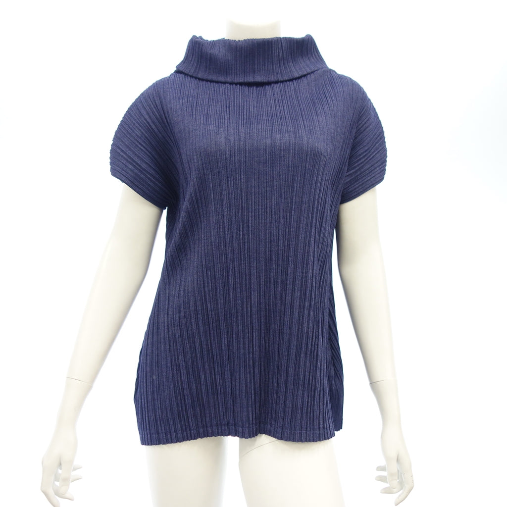 Very good condition ◆ Pleats Please High Neck Tops Cut and Sew Women's Navy Size 3 PP73-JK601 PLEATS PLEASE [AFB25] 