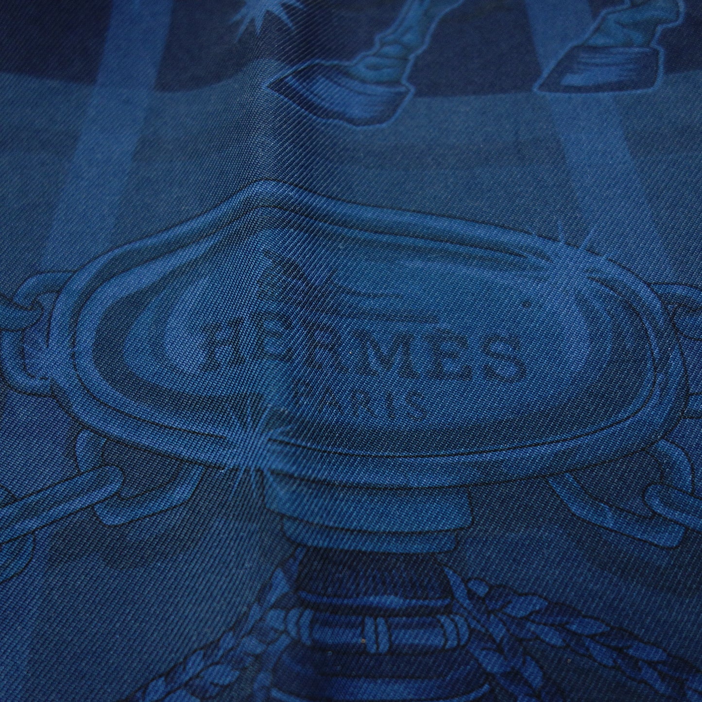 Hermes 围巾 Carre 90 丝绸 Se La Fête 骷髅海军蓝 带盒 HERMES [AFI21] [二手] 