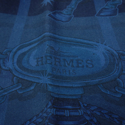 Hermes 围巾 Carre 90 丝绸 Se La Fête 骷髅海军蓝 带盒 HERMES [AFI21] [二手] 