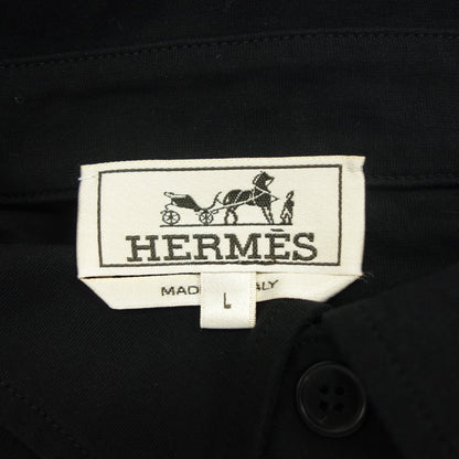 美品◆エルメス 半袖ポロシャツ ストレッチ素材 メンズ ブラック サイズL HERMES【AFB23】