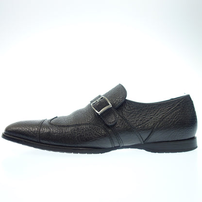 Good condition ◆ Zegna Single Monk Leather Shoes Men's 6.5 Black Zegna [AFC47] 