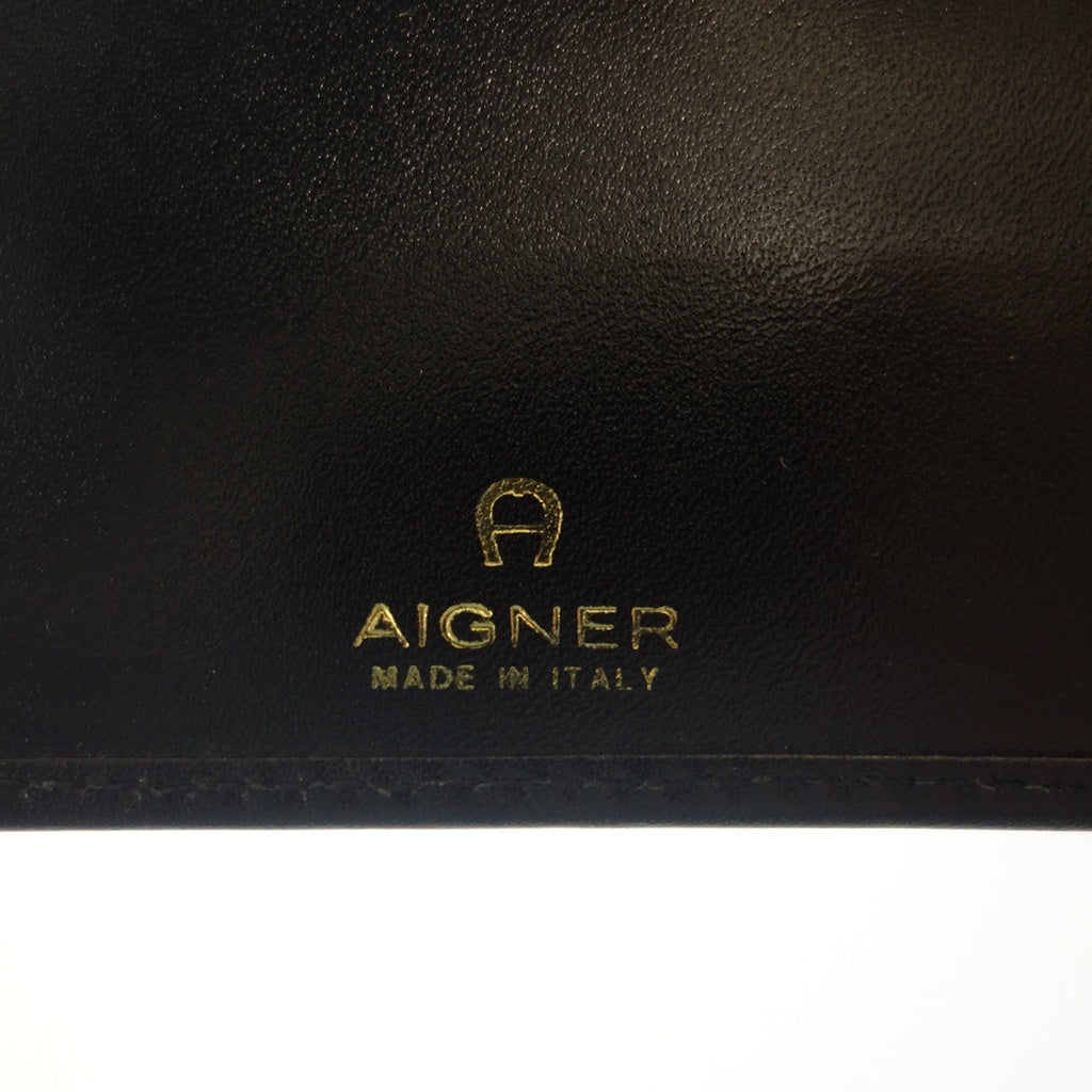 美品◆アイグナー 二つ折り財布 メンズ ブラック AIGNER【AFI17】