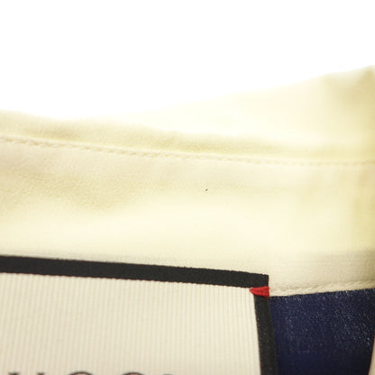 美品◆グッチ シャツ 襟刺繍 シルク 16AW レディース ネイビー系 サイズ42 432951 GUCCI【AFB3】