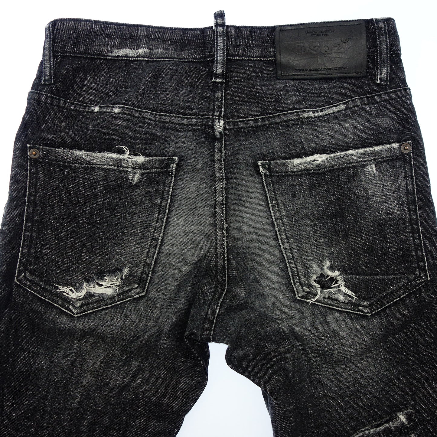 美品◆ディースクエアード デニムパンツ ダメージ加工 Skater Jean 19AW メンズ ブラック系 サイズ42 Dsquared2【AFB22】