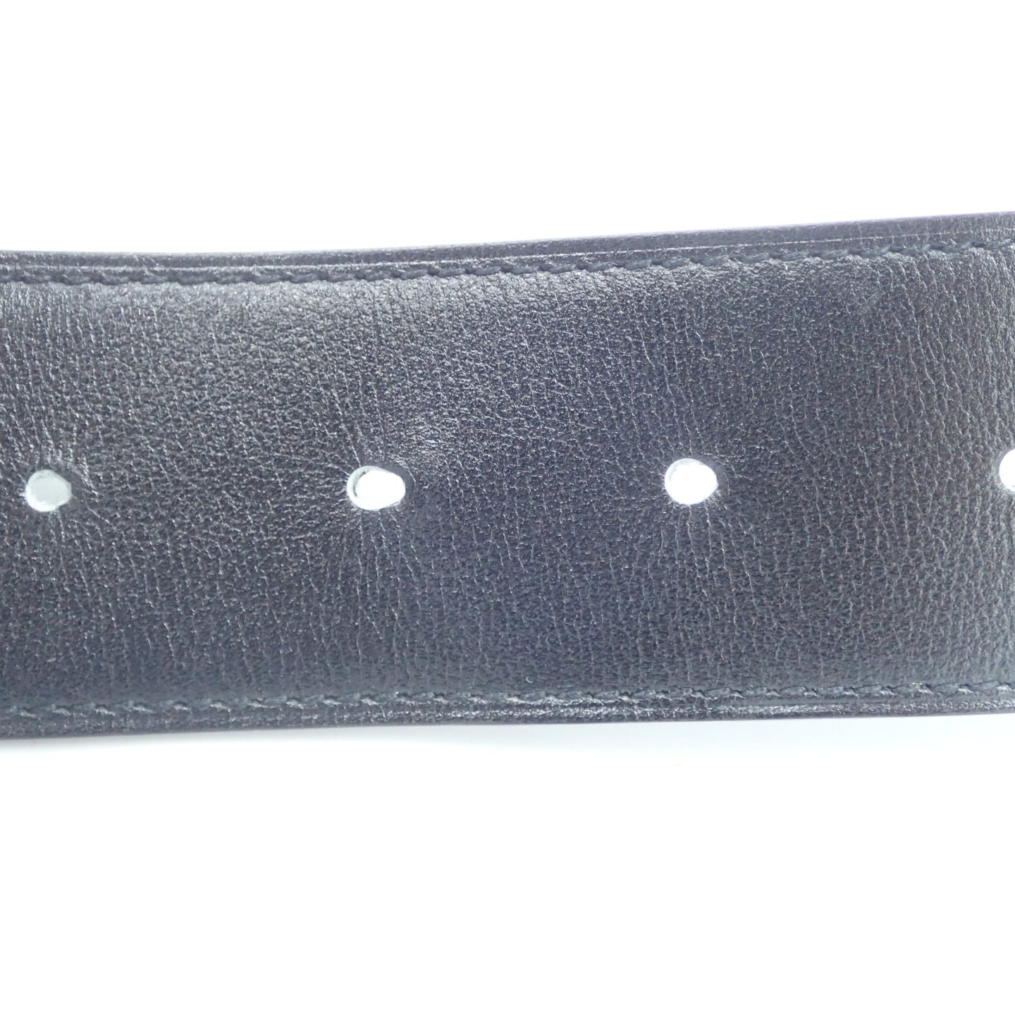 Good Condition◆Hermes Leather Belt H Belt Constance Silver Hardware Black D Engraved [AFI4] 