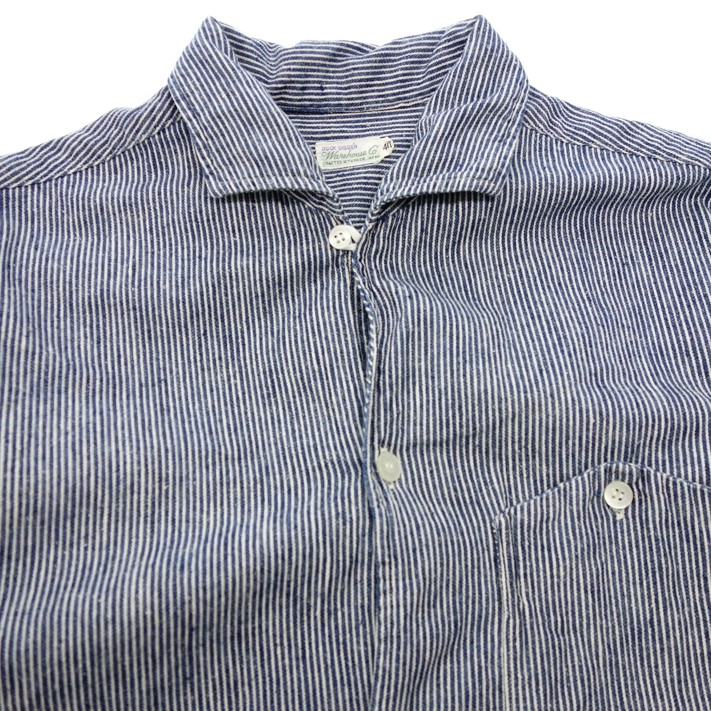 WAREHOUSE Short Sleeve Shirt Hickory Italian Color 40 Men's Navy/White WAREHOUSE [AFB8] [Used] 