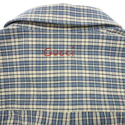 Good condition ◆ Gucci long sleeve shirt check button down 628336 Men's Blue Size 50 GUCCI [AFB46] 