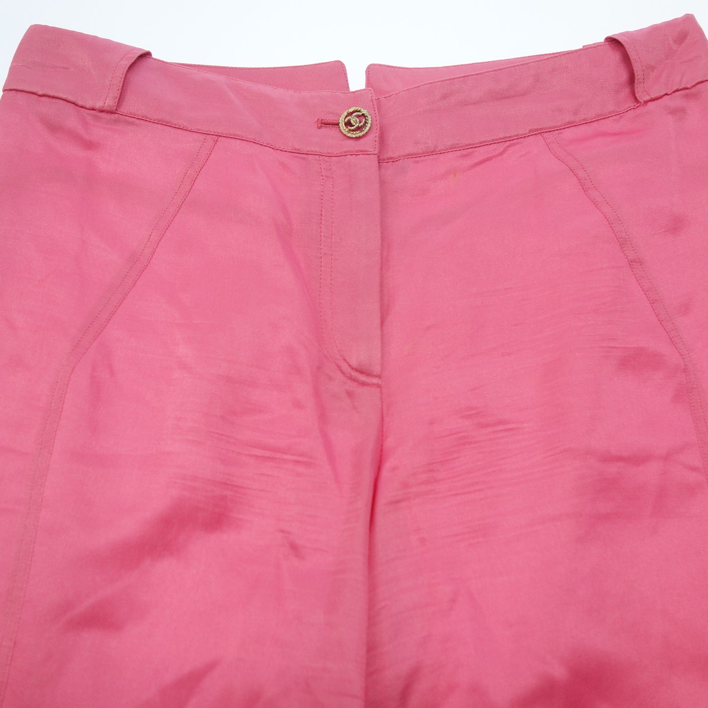 Used ◆CHANEL silk pants here mark P39 size 38 ladies pink CHANEL [AFB25] 