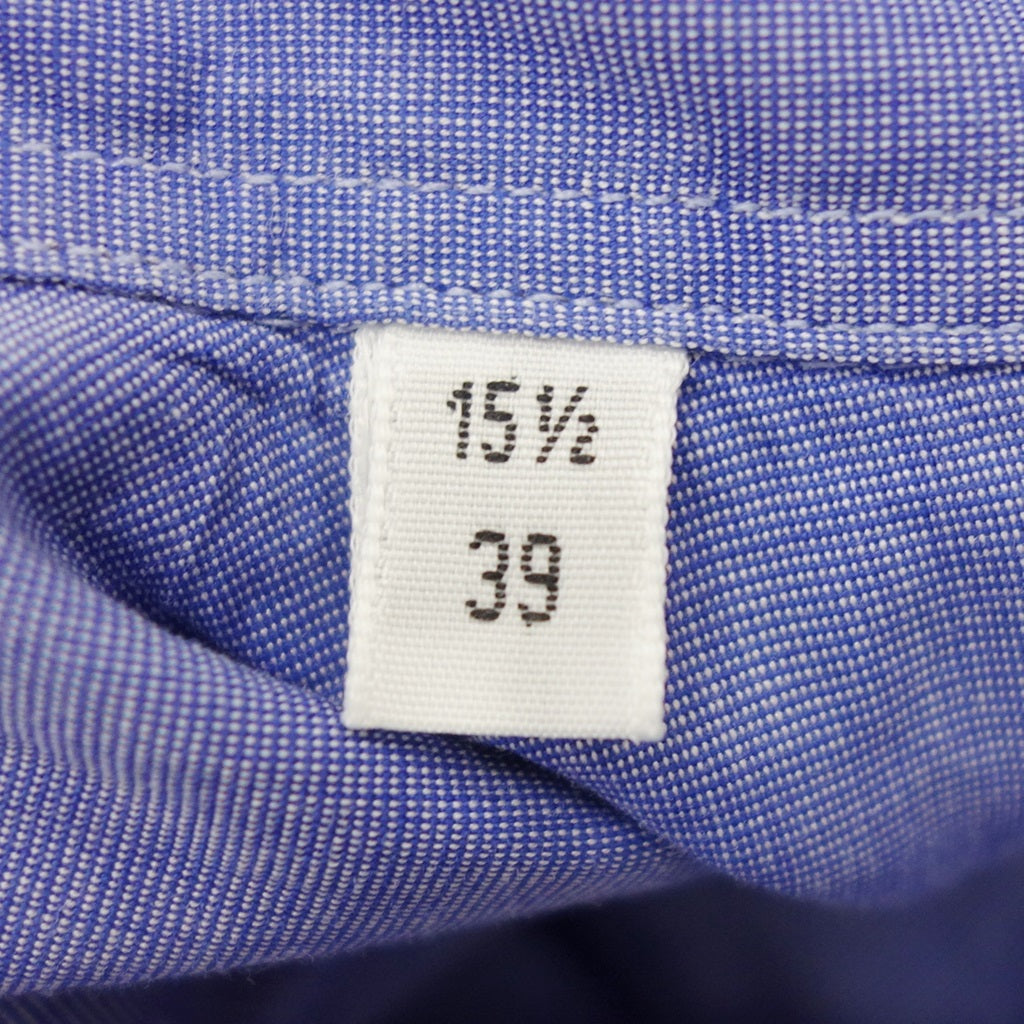 Very good condition◆Hermes long sleeve shirt cotton serie button men's size 39 blue HERMES [AFB37] 