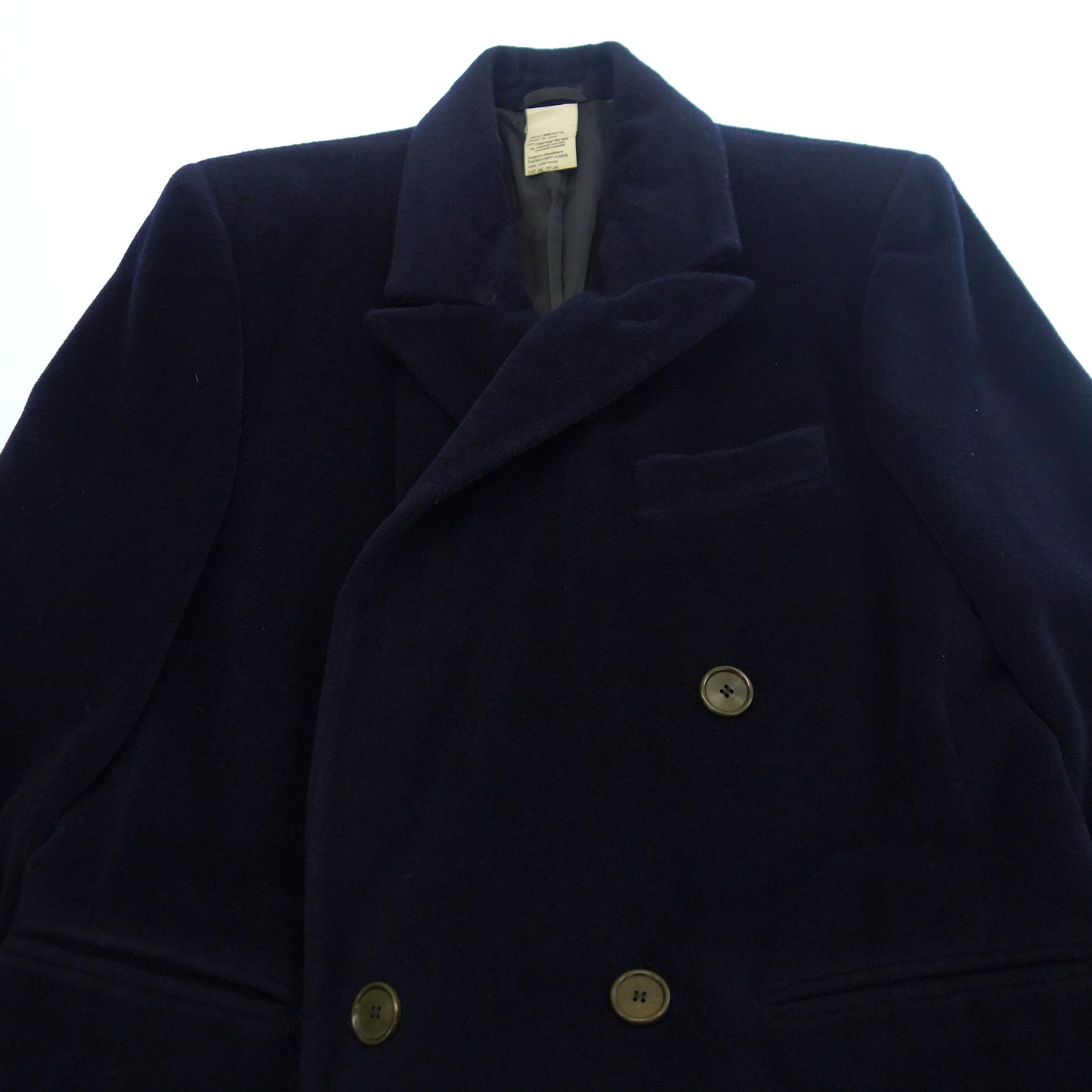 中古◆ジョルジオアルマーニ チェスターロングコート カシミヤ混 メンズ ネイビー 46 GIORGIO ARMANI【AFA23】