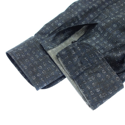 Good condition◆Armani Collezioni long sleeve shirt all over pattern men's size XL navy ARMANI COLLEZIONI [AFB23] 