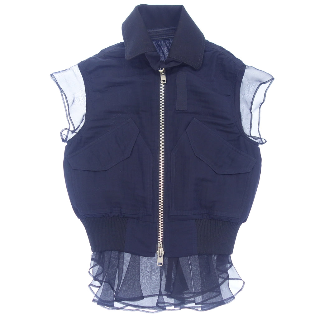 Good condition◆Sacai Frill Vest 15-02212 Navy Women's Size 1 sacai [AFB29] 