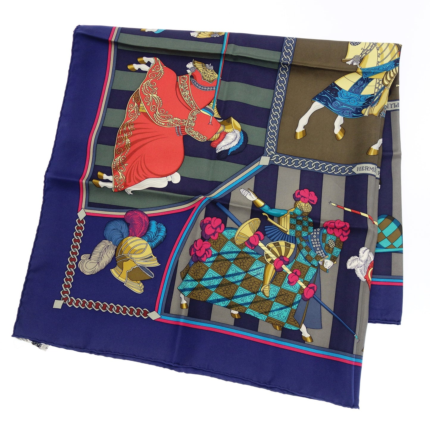 Hermes Scarf Carre 90 Silk Clash of Feathers Navy HERMES [AFI21] [Used] 