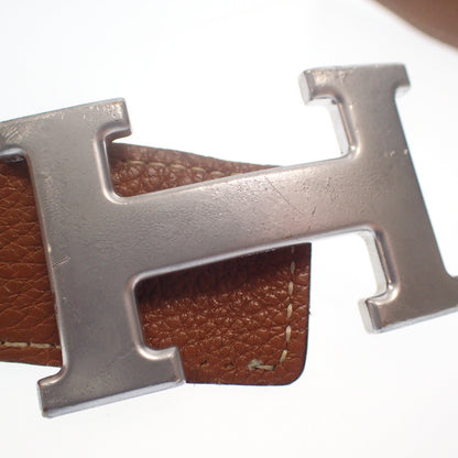 Good condition ◆Hermes leather belt Constance silver hardware □F engraving HERMES [AFI1] 