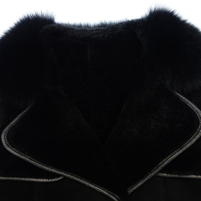 Good Condition◆Grace Class Shearling Coat Fox Fur Ladies Size 38 Black GRACE CLASS [AFG1] 