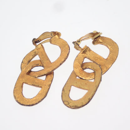 Used ◆Hermes Chaine d'Ancle Vintage Vintage earrings gold with box HERMES [AFI8] 