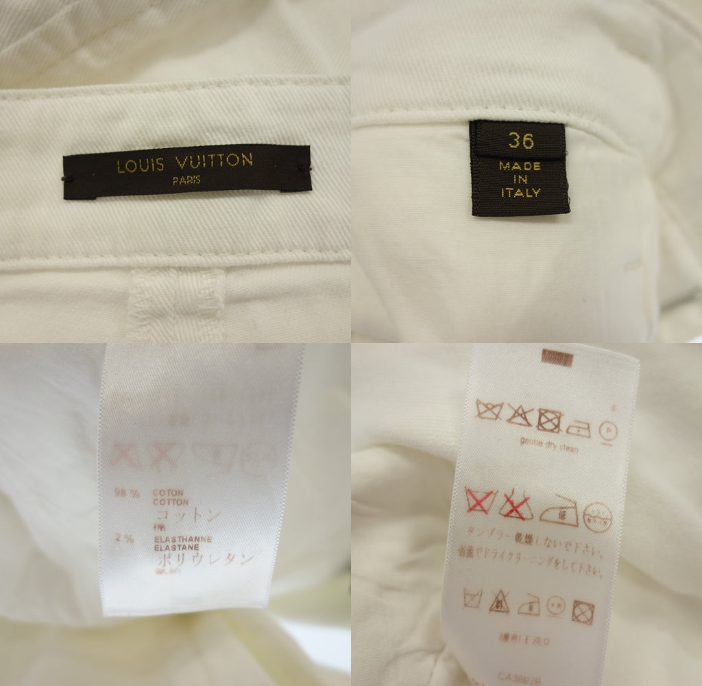 Used ◆Louis Vuitton Biker Pants Zip Up Silver Hardware Women's White Size 36 LOUIS VUITTON [AFB45] 