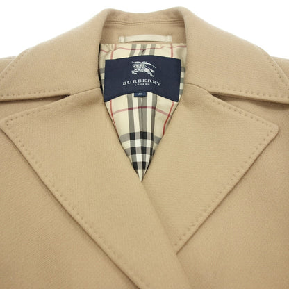 美品◆バーバリー ロンドン ピーコート 裏地チェック ウール レディース ベージュ系 サイズ38 BURBERRY LONDON【AFB34】