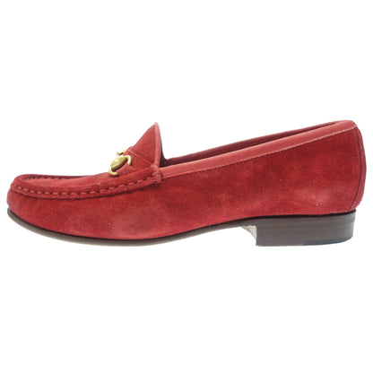 Good condition ◆ Gucci suede bit loafer slip-on with box ladies red size 35 GUCCI [AFD4] 