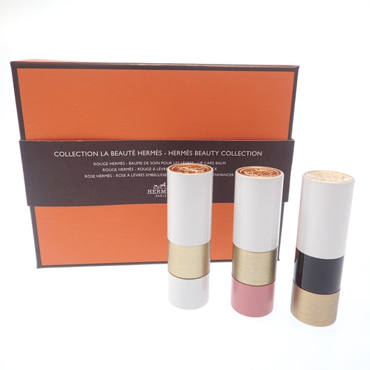 二手 ◆Hermes Rouge &amp; Lip Balm &amp; Tinted Lip Balm 3 Set COLLECTION LA BEAUTE HERMES [AFI17] 