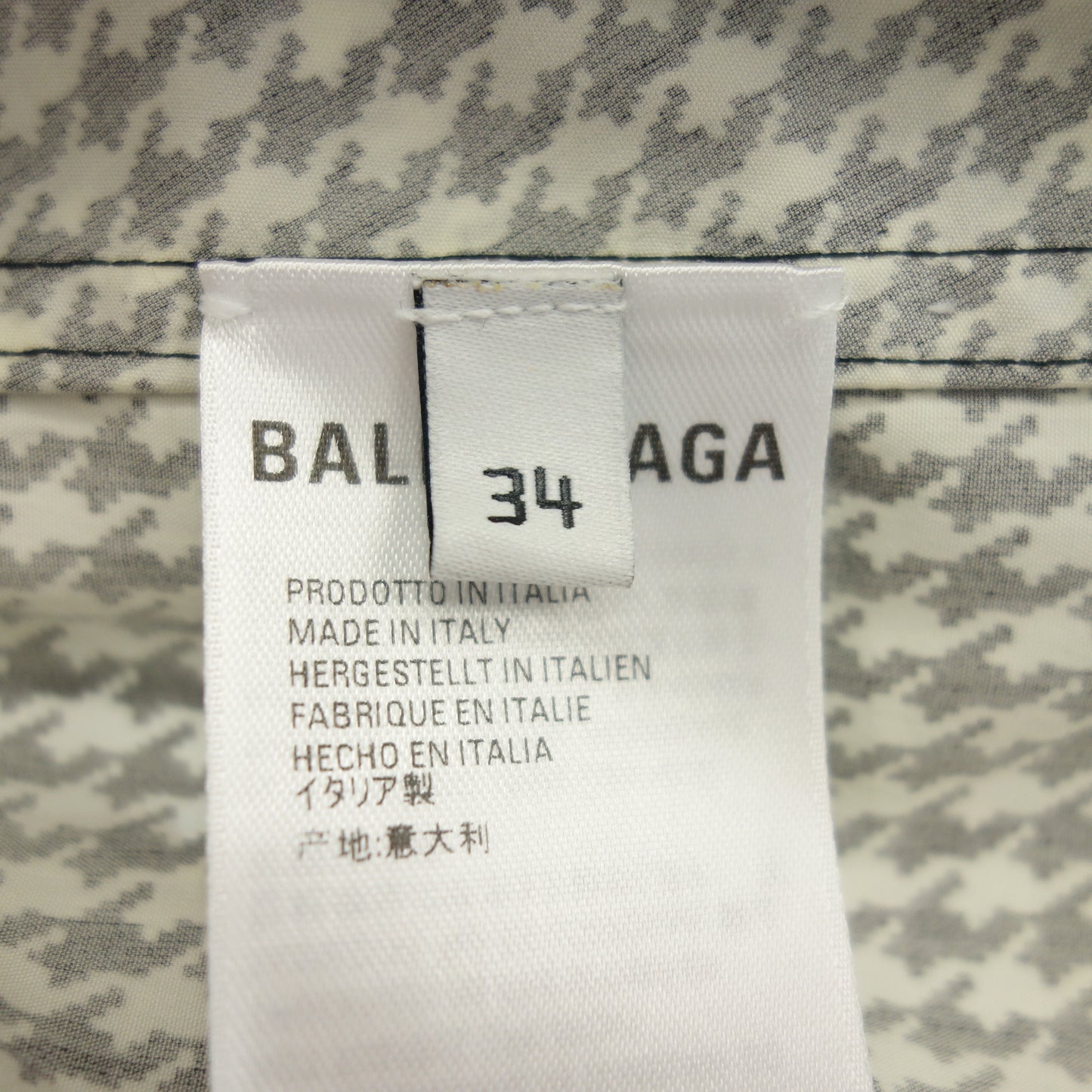 状况非常好 ◆ Balenciaga 长袖衬衫千鸟格胸部徽标白色尺寸 34 583895 女式 BALENCIAGA [AFB13] 