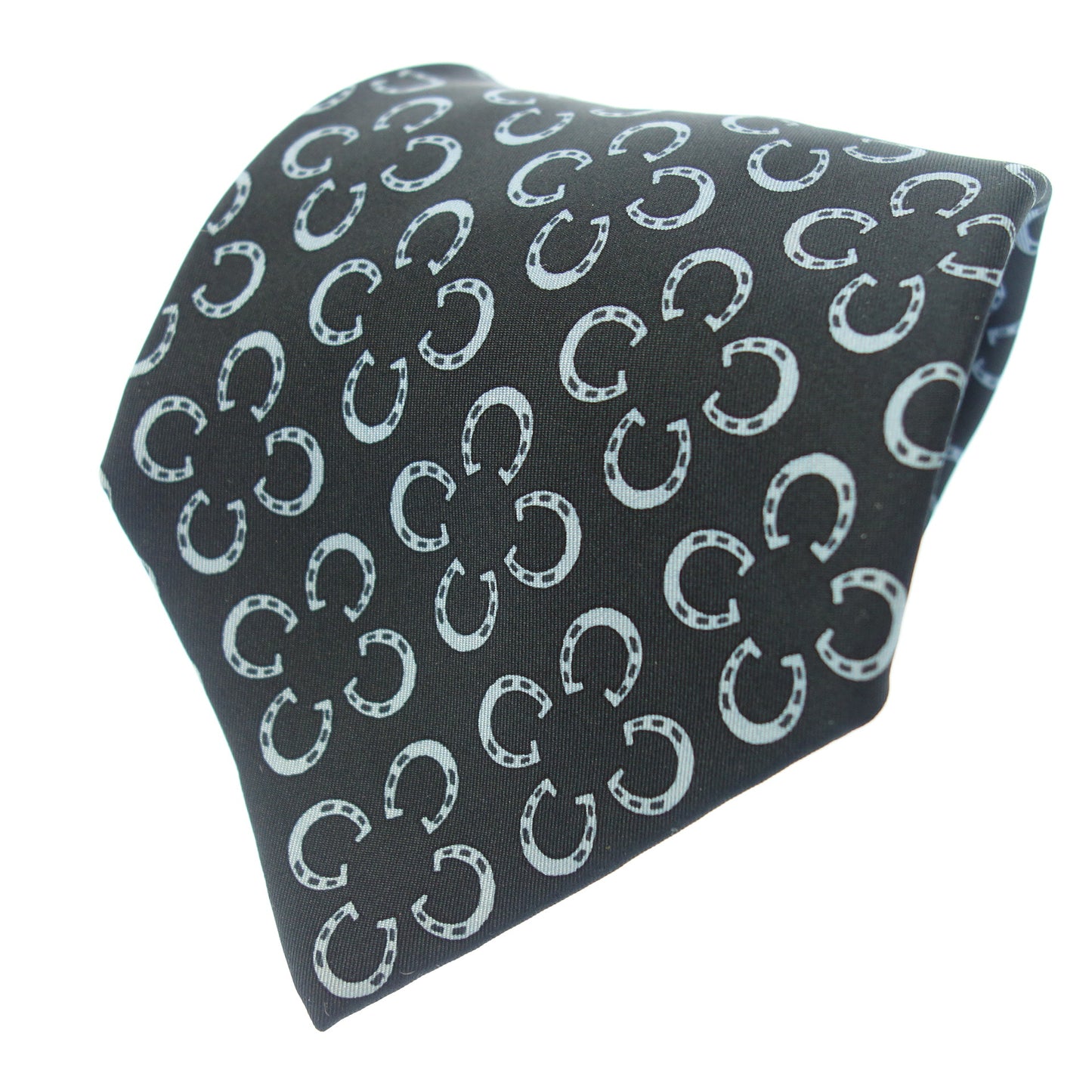 Used ◆Hermes tie horseshoe all over pattern silk navy HERMES [AFI5] 