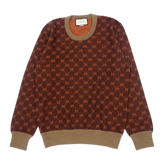 Gucci Knit Sweater GG Logo Wool x Alpaca 536731 Men's Brown L GUCCI [AFB25] [Used] 
