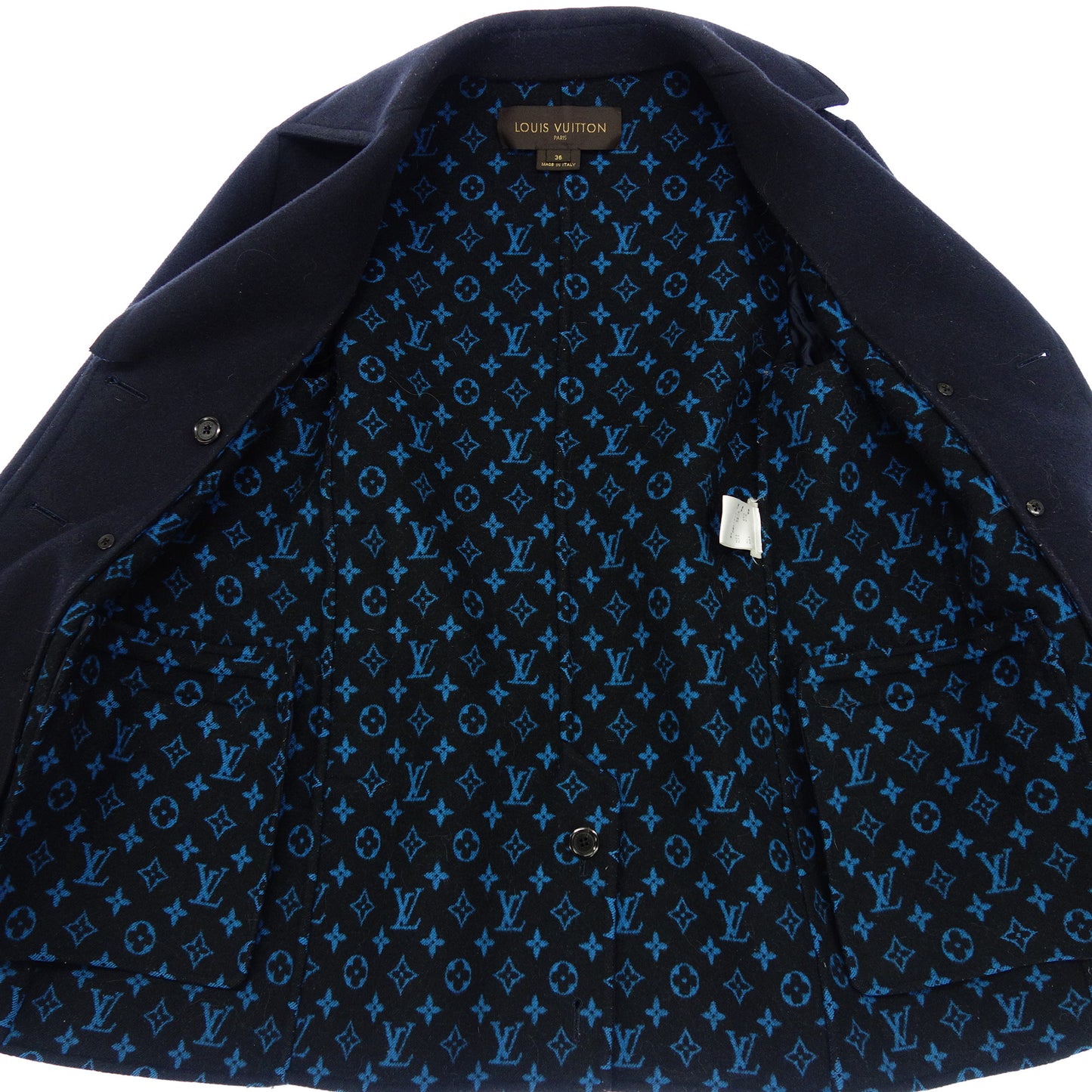 Used ◆Louis Vuitton P coat gold button monogram 17AW FDC005QWE ladies navy size 36 LOUIS VUITTON [AFB23] 