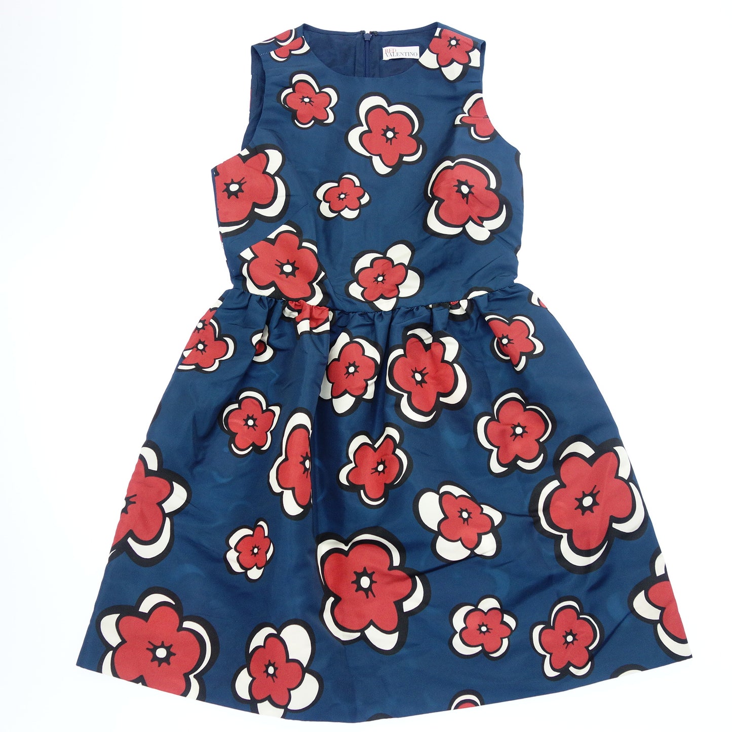 Good Condition◆Red Valentino Floral Pattern Dress Women's Blue 38 RED VALENTINO [AFB3] 