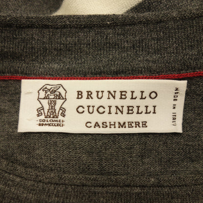 状况良好◆Brunello Cucinelli 针织毛衣镶边羊绒混纺男士灰色 x 白色尺码 46 BRUNELLO CUCINELLI [AFB16] 