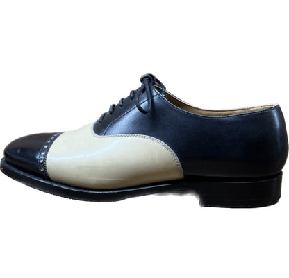 美品◆クロケット＆ジョーンズ レザーシューズ クォーターブローグ ARDEN 黒×白 UK5.5E CROCKETT&JONES