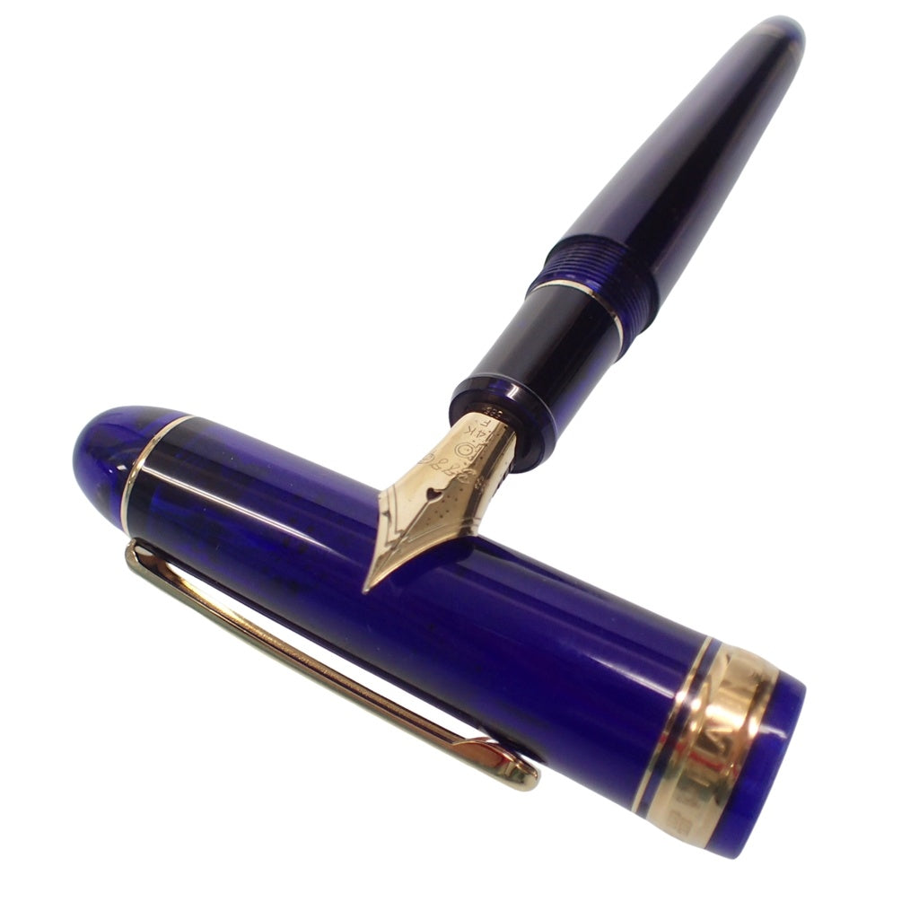 Very good condition◆Platinum Century Fountain Pen #3776 585 engraving Nib 14K Blue x Gold PLATINUM [AFI8] 