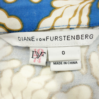 美品◆ダイアンフォンファステンバーグ ロングカーディガン シルク 総柄 レディース ブルー系 サイズ0 404-140072 DIANE VON FURSTENBERG【AFB42】