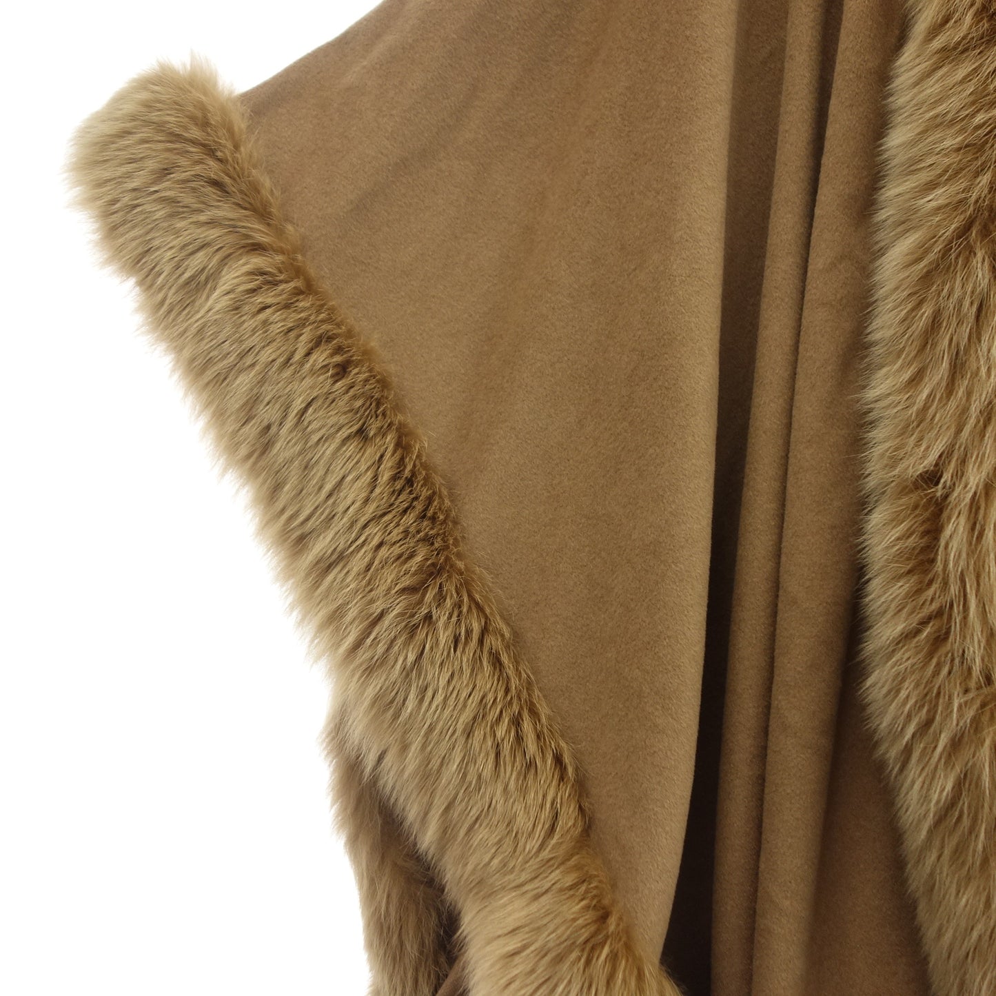 JEAN-LOUIS SCHERRER Poncho Fox Fur Camel JEAN-LOUIS SCHERRER [AFF19] [Used] 