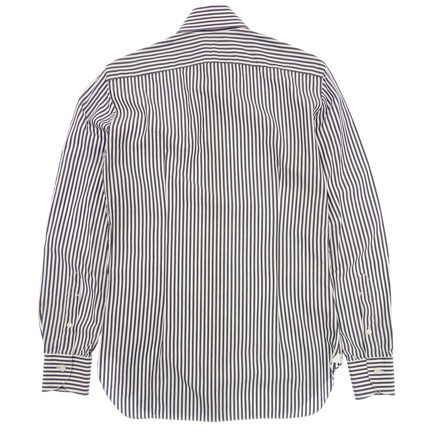 Good condition◆Barba long sleeve shirt cutaway striped men's size 37 gray BARBA [AFB6] 