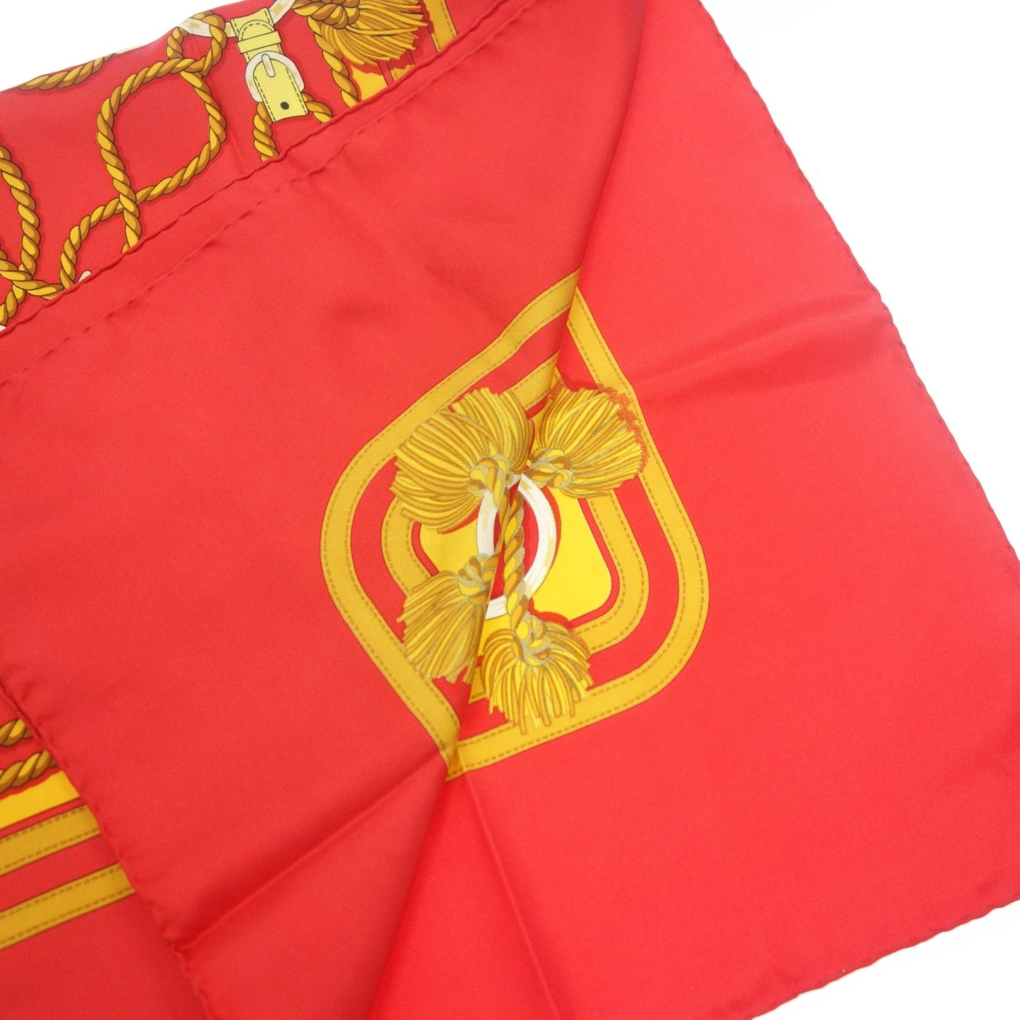 Good condition◆Hermes Carre 90 Scarf Silk Rope Motif Red HERMES [AFI22] 