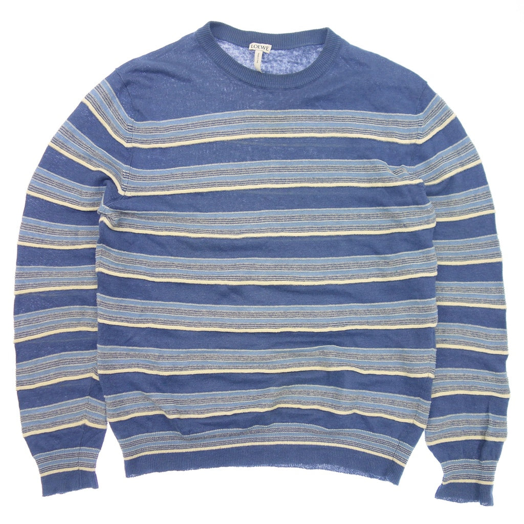 Used ◆LOEWE Knit Sweater Striped Linen Blend Men's M Blue LOEWE [AFB8] 