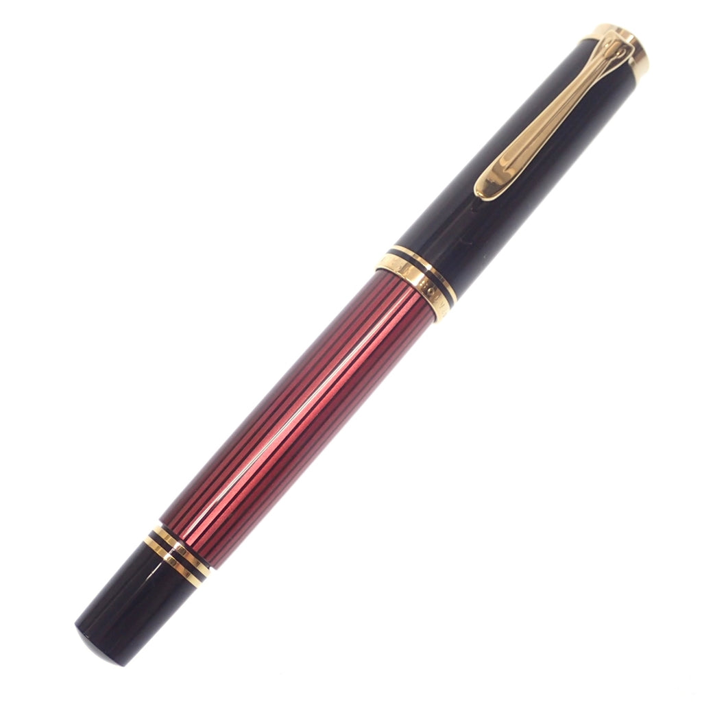 美品◆ペリカン 万年筆 スーベレーン ペン先14C-585 字幅F 赤×黒 箱付き PELIKAN Souveran【AFI18】