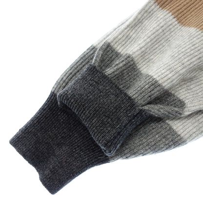 Brunello Cucinelli Knit Sweater Turtleneck Border Cashmere 100 Men's Navy BRUNELLO CUCINELLI [AFB25] [Used] 