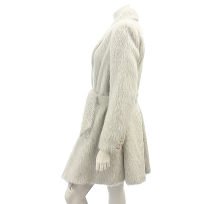 Very good condition ◆ Max Mara Belted Coat Alpaca Shaggy Women's Gray Size US4 MaxMara [AFA14] 
