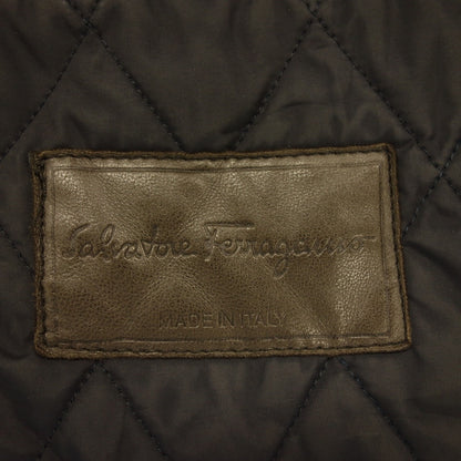 品相良好◆Salvatore Ferragamo 绗缝夹克徽标纽​​扣男式 46 码灰色 Salvatore Ferragamo [AFB40] 