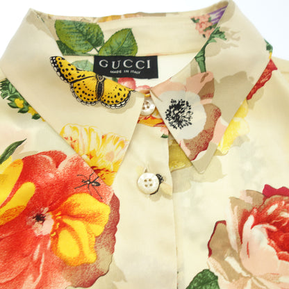 Used ◆ Gucci long sleeve shirt flower pattern silk Tom Ford period beige size 44 ladies GUCCI [AFB4] 