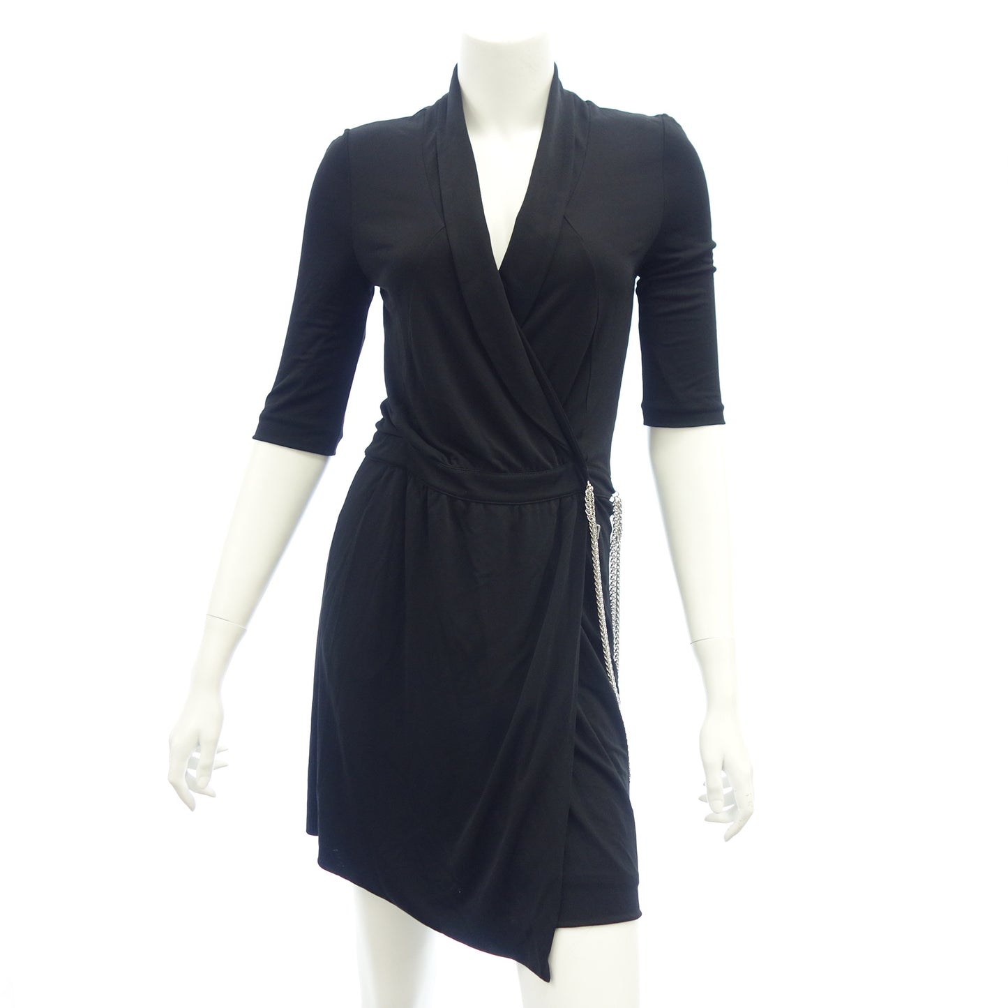 Good condition ◆ Gucci wrap dress rayon chain ladies black size XS 235434 GUCCI [AFB2] 