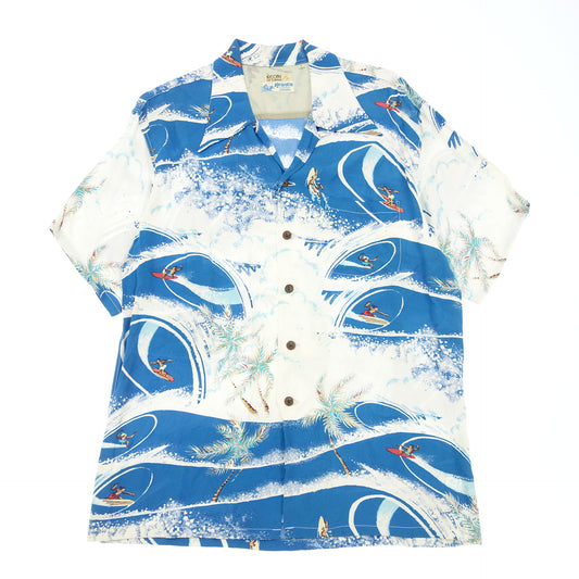 Keoni of Hawaii Aloha Shirt by SUNSURF Surfer Pattern Men's Blue L KEONI OF HAWAII [AFB22] [Used] 